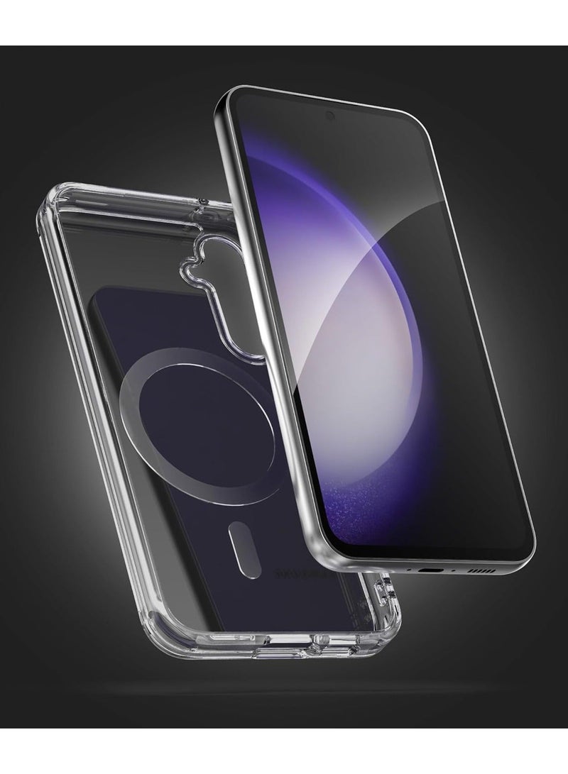 دبليو تيك حافظة مغناطيسية رفيعة شفافة مرنة من مادة TPU مضادة للصدمات Magsafe حافظة هاتف خلفية لهاتف سامسونج جالاكسي S23 FE 5G 2023 شفاف - Image 2